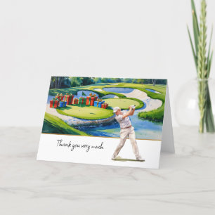 Carte De Remerciements Golf Noël thème pour golfeurs cadeaux de remerciem