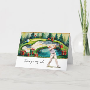 Carte De Remerciements Golf Noël thème pour golfeurs cadeaux de remerciem