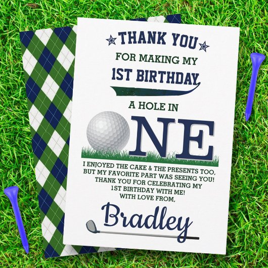 Carte De Remerciements Golf PAR-TEE 1er anniversaire