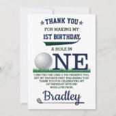 Carte De Remerciements Golf PAR-TEE 1er anniversaire (Devant)