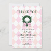 Carte De Remerciements Golf rose Trou moderne en une fille 1er anniversai (Devant)