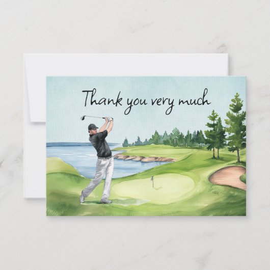 Carte De Remerciements Golf sur le terrain de golf (Devant)