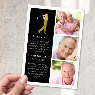 Carte De Remerciements Golfer 3 Photo Sympathy Funérailles