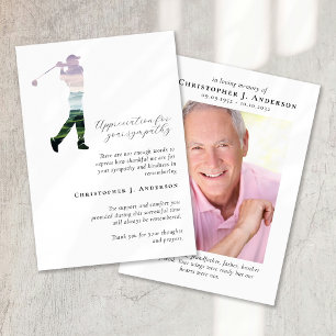 Carte De Remerciements Golfer Photo Sympathy Funeral Memorial