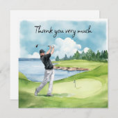 Carte De Remerciements Golfeur sur le terrain de golf (Devant / Derrière)