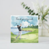 Carte De Remerciements Golfeur sur le terrain de golf (Debout devant)