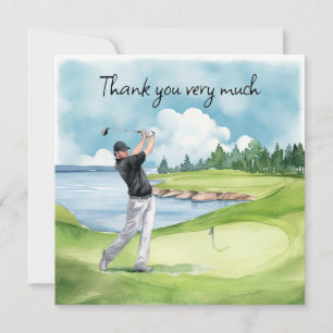 Carte De Remerciements Golfeur sur le terrain de golf