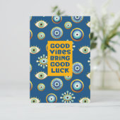 Carte De Remerciements Good Vibes Apportez une bonne chance mauvaise cart (Debout devant)