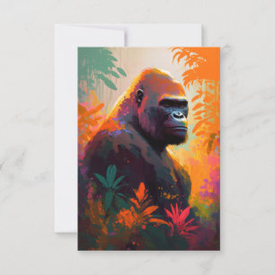 Carte De Remerciements Gorilla Ape Animal Portrait Peinture Faune Libre