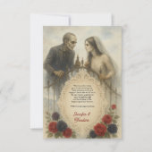 Carte De Remerciements Goth Couple Zombie Mariage d'Halloween (Devant)