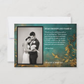 Carte De Remerciements Goth Floral turquoise Et Or (Dos)