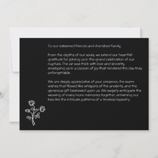 Carte De Remerciements Goth noires typoghraphy mariage enregistrer la dat (Dos)