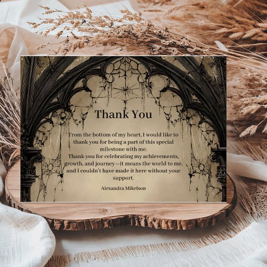 Carte De Remerciements Gothic Arch Black Rose Birthday Celebration