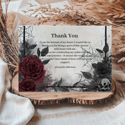 Carte De Remerciements Gothic Blood Roses Birthday