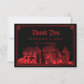 Carte De Remerciements Gothic Vampire Castle Black Red Wedding (Devant)