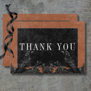Carte De Remerciements Gothique Black Raven & Détails Rouillés de Roses N