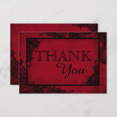 Carte de remerciements gothique de dentelle noire  (Devant / Derrière)