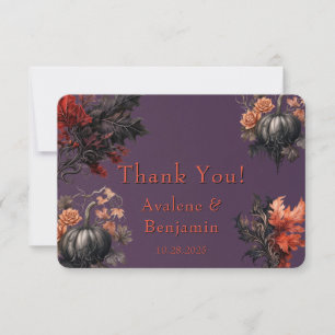 Carte De Remerciements Gothique Fleur de Citrouille Noir Violet