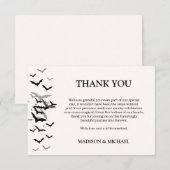 Carte De Remerciements Gothique Halloween Black Bat Mariage Bienvenue (Devant / Derrière)