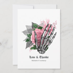 Carte De Remerciements Gothique Halloween Floral Rose