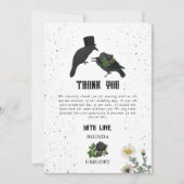 Carte De Remerciements Gothique Halloween noir Rose Corbeaux Mariage (Devant)