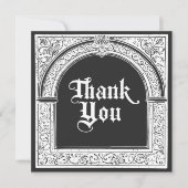 Carte De Remerciements Gothique Noir Blanc Médiéval Jusqu'À La Mort (Devant)