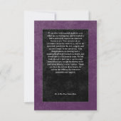 Carte De Remerciements Gothique noir corbeau noir Rose violet Mariage pho (Dos)