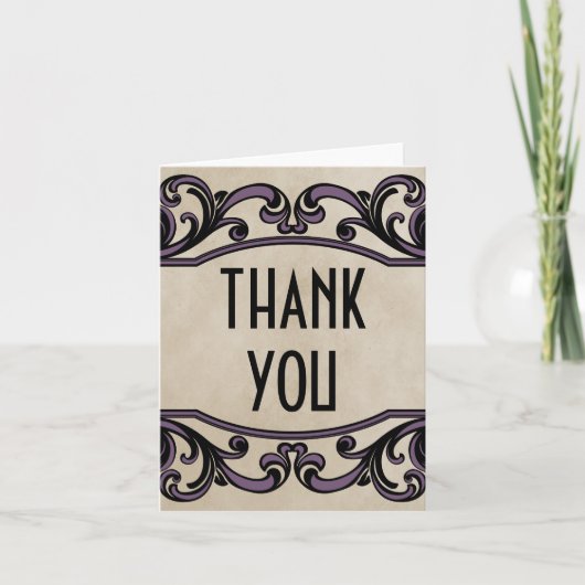 Carte de remerciements gothique pourpre (Devant)
