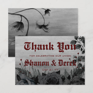Carte De Remerciements Gothique rouge profond Mariage Rose noir