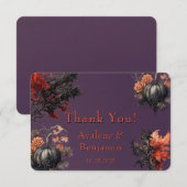 Carte De Remerciements Gothique Violet Fleur de Citrouille Noir  (Devant / Derrière)