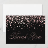 Carte De Remerciements Gouttes de Confettis en Feuille d'Or Rose Élégant (Devant / Derrière)