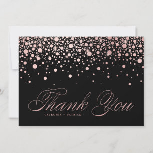 Carte De Remerciements Gouttes de confettis en feuille d'or rose moderne