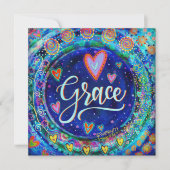 Carte De Remerciements Grace Pretty Blue Whimsical Hearts (Devant)