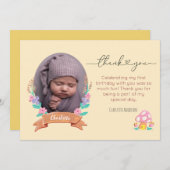 Carte De Remerciements Graceful Blossoms Floral jaune message photo (Devant / Derrière)