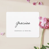 Carte De Remerciements Gracias Espagnol Simple Mariage de script noir