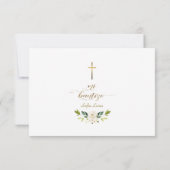 Carte De Remerciements Gracias florales blanches Con Oración Bautizo (Dos)