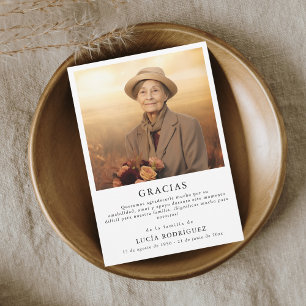 Carte De Remerciements Gracias funéraires simples Photo espagnole