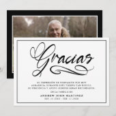 Carte De Remerciements Gracias Modern Photo Funérailles espagnoles (Devant / Derrière)