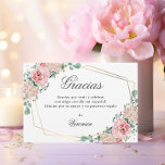 Carte De Remerciements GRACIAS por venir Rose espagnol Quinceañera<br><div class="desc">Superbe et élégante Quinceañera (Mis Quince Años) aquarelle florale GRACIAS por venir merci cartes. Roses roses roses blanches avec verdure et cadre faux or. Robe de parties scintillant Faux en rose. Modèle modifiable - facile à ajouter votre texte - libellé espagnol. Parfait pour la fête du 15e anniversaire de la...</div>
