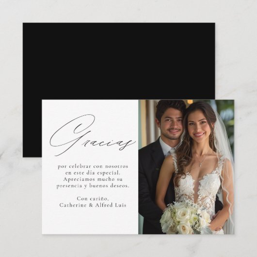 Carte De Remerciements Gracias Tarjeta de agradecimiento de boda (Devant / Derrière)