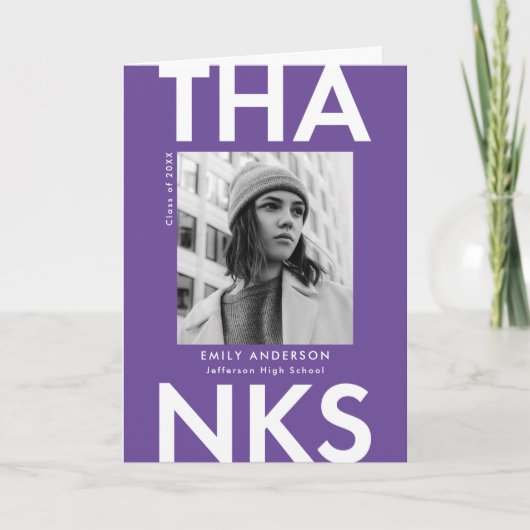 Carte De Remerciements Grad Grad Purple Photo Graduation (Devant)