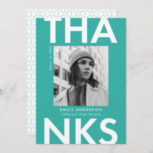 Carte De Remerciements Grad Grad Turquoise Photo Grad Grad