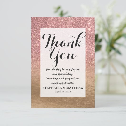 Carte De Remerciements Gradient d'Ombre d'aluminium emietté par parties (Debout devant)