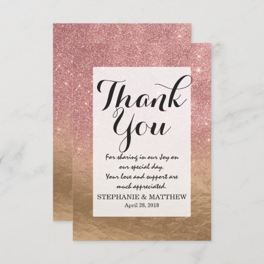 Carte De Remerciements Gradient d'Ombre d'aluminium emietté par parties (Devant / Derrière)