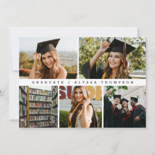 Carte De Remerciements Graduate minimaliste tendance Grille photo