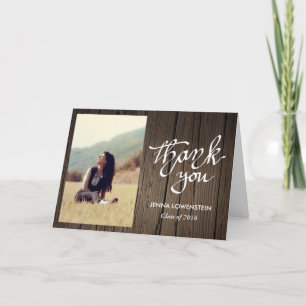 Carte De Remerciements Graduate Wood Thank You Handwritten Photo