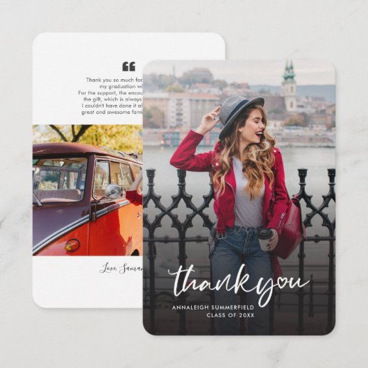 Carte De Remerciements Graduation 2024 Photo Grad Party (Devant / Derrière)