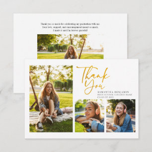 Carte De Remerciements Graduation 2024 Simple Gold-Lettered Graduate