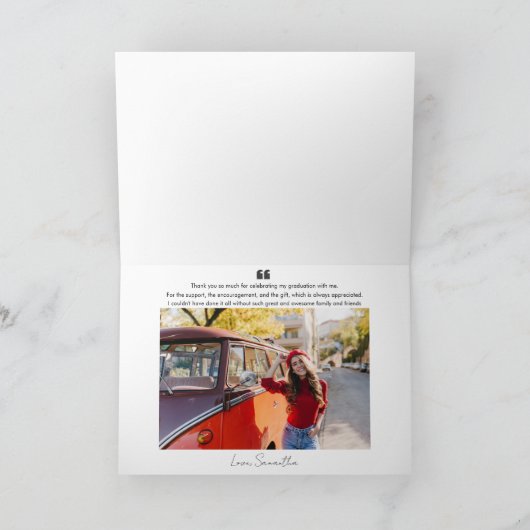 Carte De Remerciements Graduation 2025 Grad Photo Script (Intérieur)