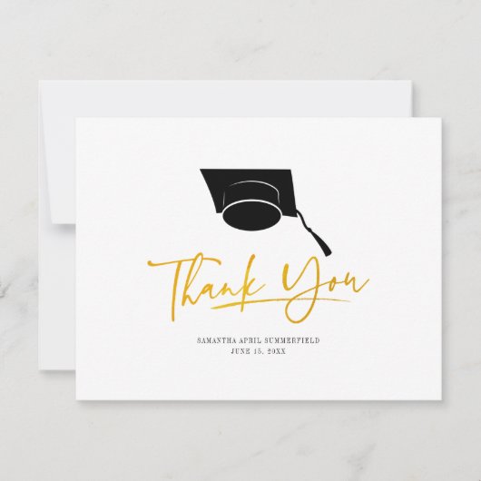 Carte De Remerciements Graduation 2025 Graduate Casquette Script moderne (Devant)